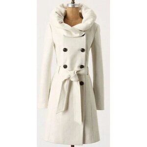 Anthropologie Elevenses Cream Pea Coat Size 4